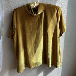 madewell gold velvet mock neck shirt sleeve shirt